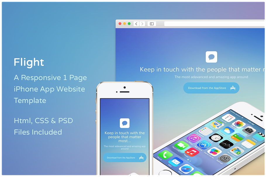 Flight iPhone App Website Template in App Templates - product preview 8