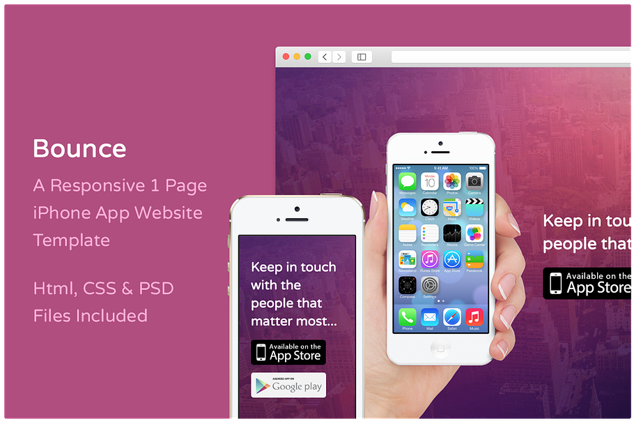 Bounce iPhone App Website Template in App Templates - product preview 8