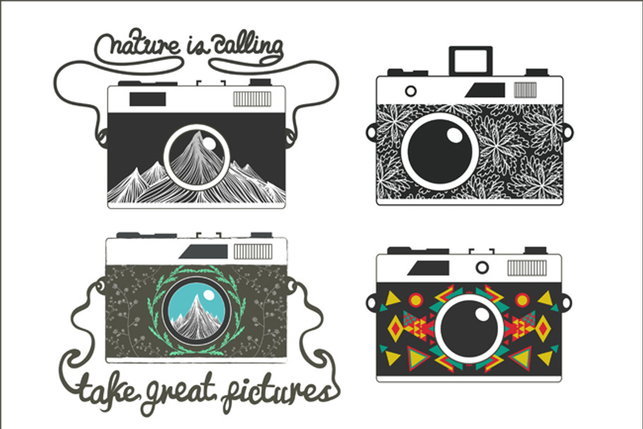 Vintage set with cameras in Illustrations - product preview 8