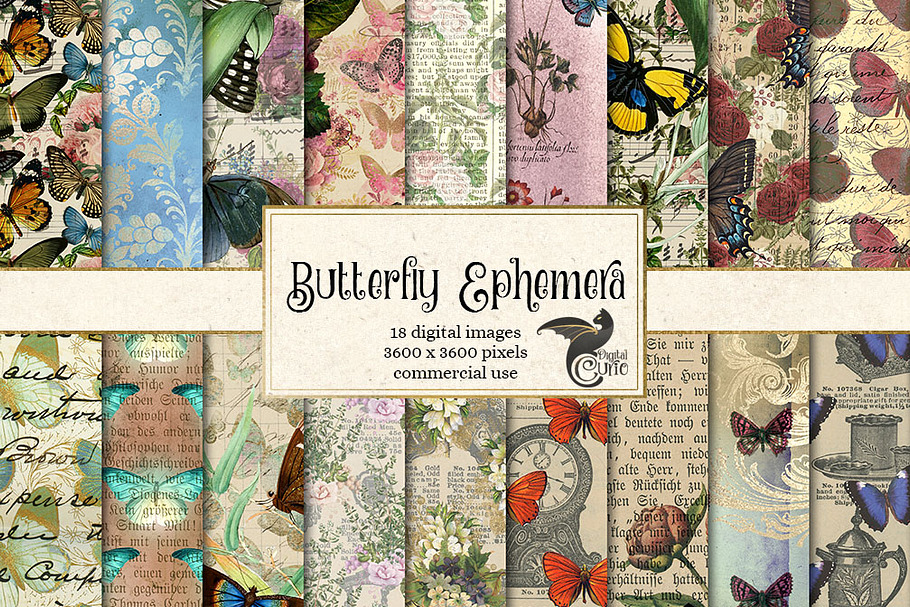 Butterfly Ephemera Digital Paper