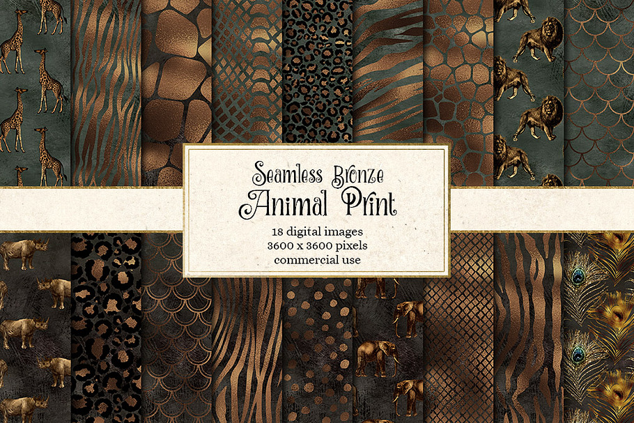 Bronze Animal Print Digital Paper in Patterns - product preview 8