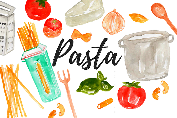 Watercolor Pasta Clipart 