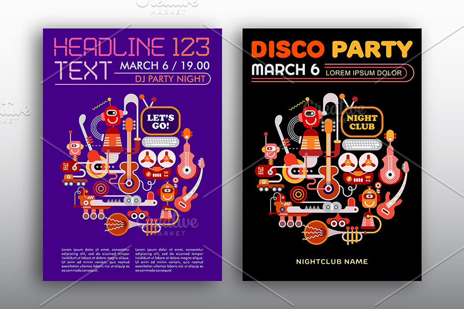 Nightclub Disco Party vector poster 