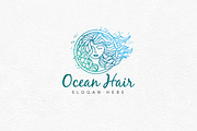 Ocean Hair Logo Template