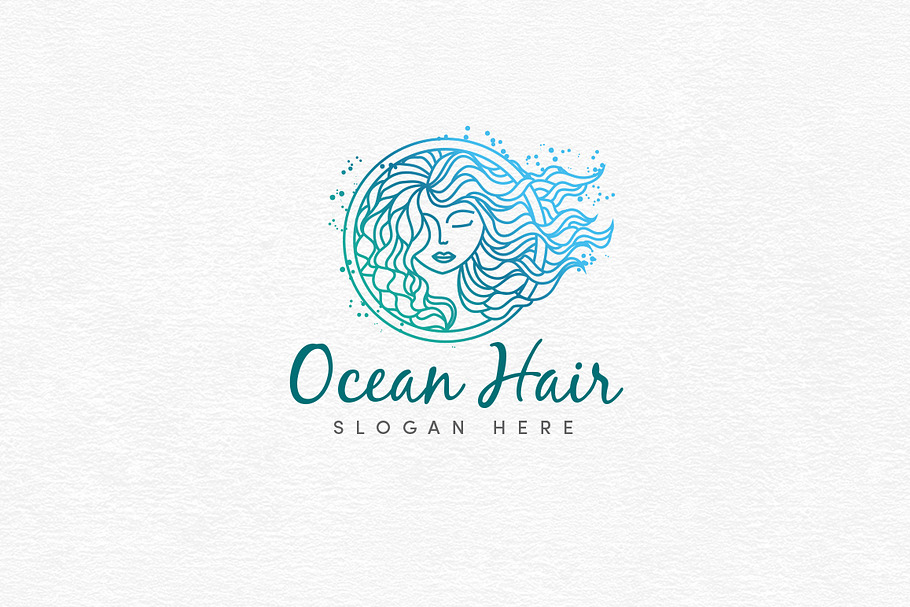 Ocean Hair Logo Template in Logo Templates - product preview 8