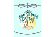 Palms and Rope with Anchor Vector