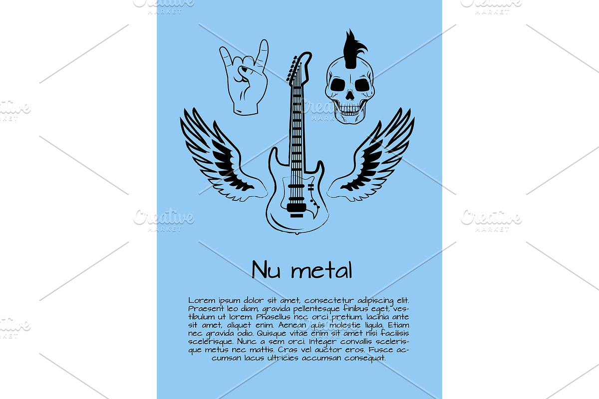Nu Metal Music Poster Vector in Objects - product preview 8