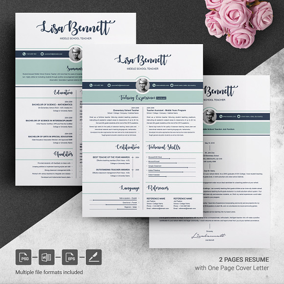 Resume Template for Teachers in Resume Templates - product preview 4