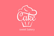 Cake logo of bakery. Cupcake dessert