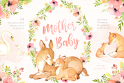 Mother & Baby Watercolor Clipart