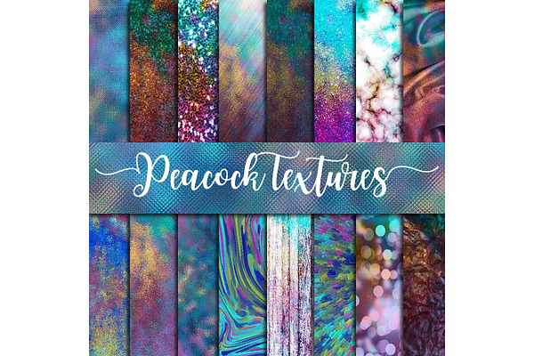 Peacock Textures Digital Paper