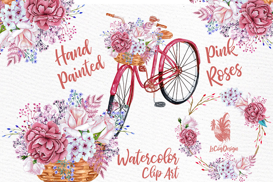 Watercolor flowers clip art in Illustrations - product preview 8