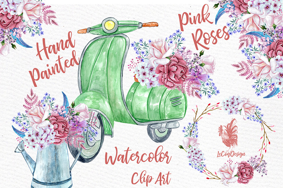 Watercolor flowers clipart in Illustrations - product preview 8