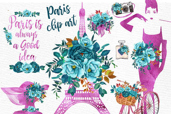 Paris Watercolor clip art in Illustrations - product preview 2