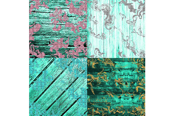 Mint Wood & Liquid Glitter Paper in Textures - product preview 1