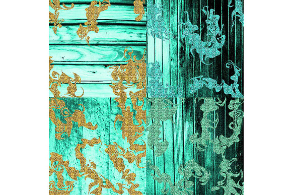 Mint Wood & Liquid Glitter Paper in Textures - product preview 3