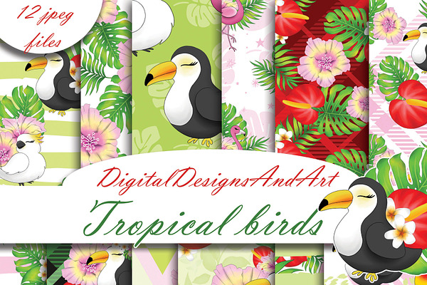 Tropical bird digital paper