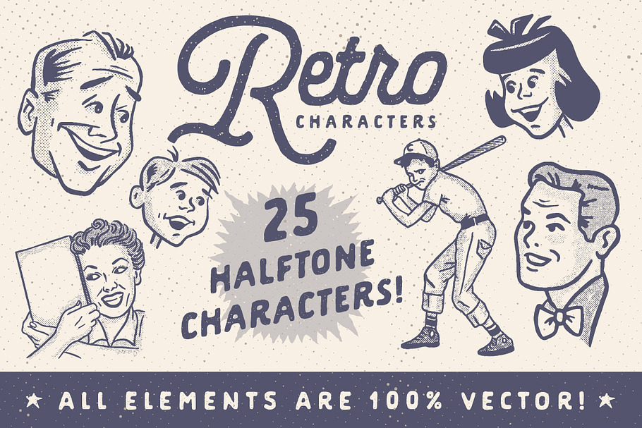 Retro Style Ad Characters