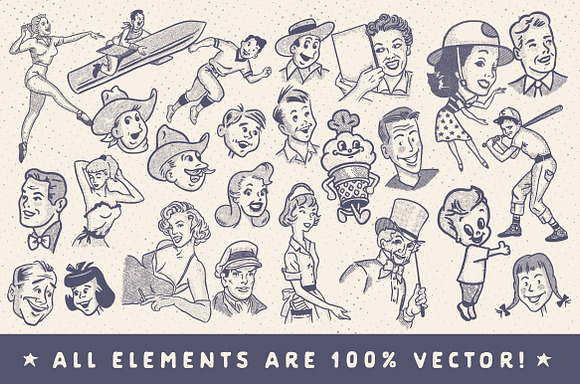 Retro Style Ad Characters in Illustrations - product preview 2