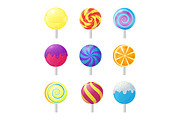3d Lollipops Candy Set. Vector