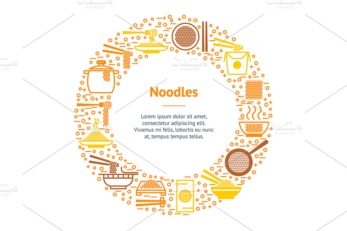 Noodle Thin Line Set. Vector in Illustrations - product preview 8