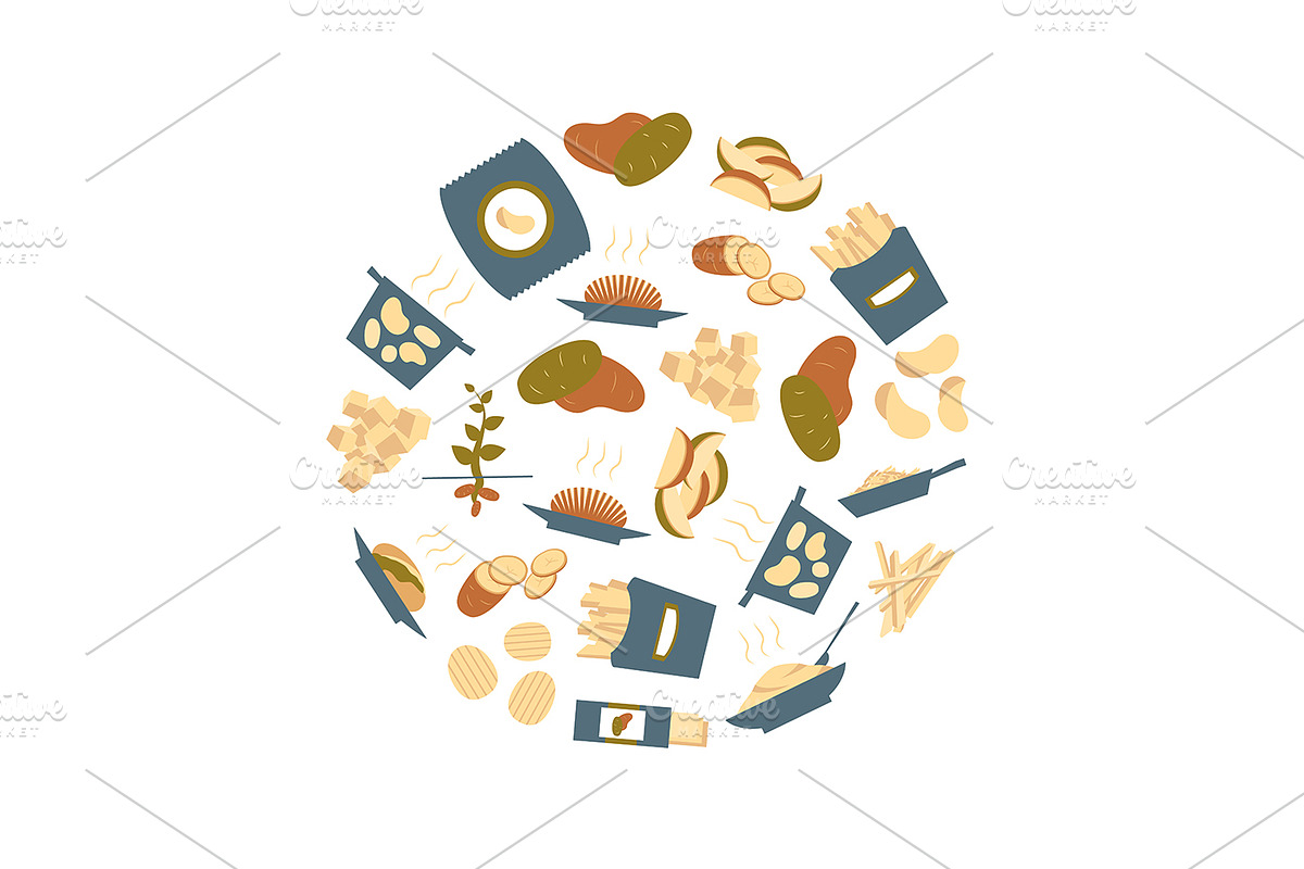 Cartoon Color Potato Set. Vector in Illustrations - product preview 8