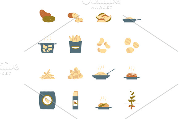 Cartoon Color Potato Set. Vector in Illustrations - product preview 1