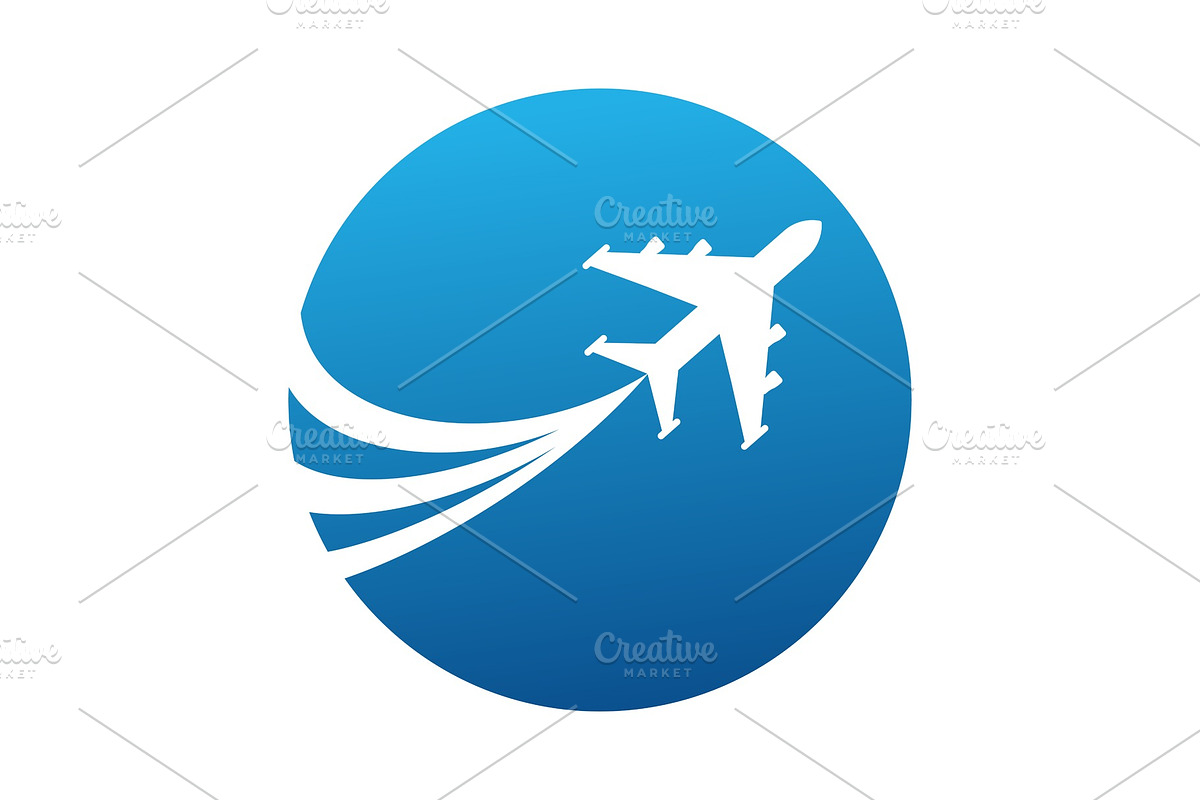 logo with airplane in Illustrations - product preview 8