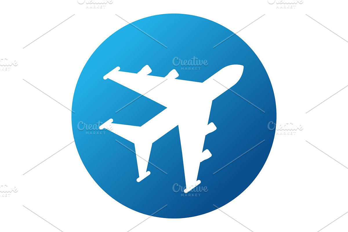 white plane on blue background in Illustrations - product preview 8
