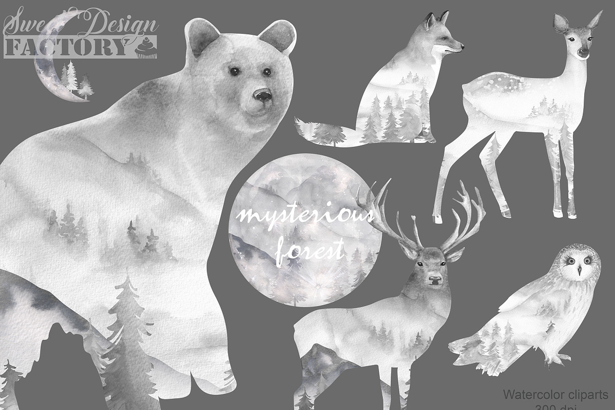 forest animals cliparts in Illustrations - product preview 8