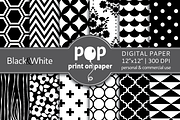 Black & White - 12 digital papers