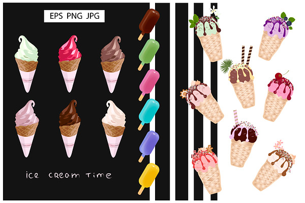 Vector Set of colorful Ice Creams
