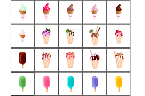 Vector Set of colorful Ice Creams in Illustrations - product preview 1