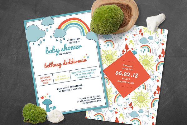 Llama Baby Shower Invite AND Pattern