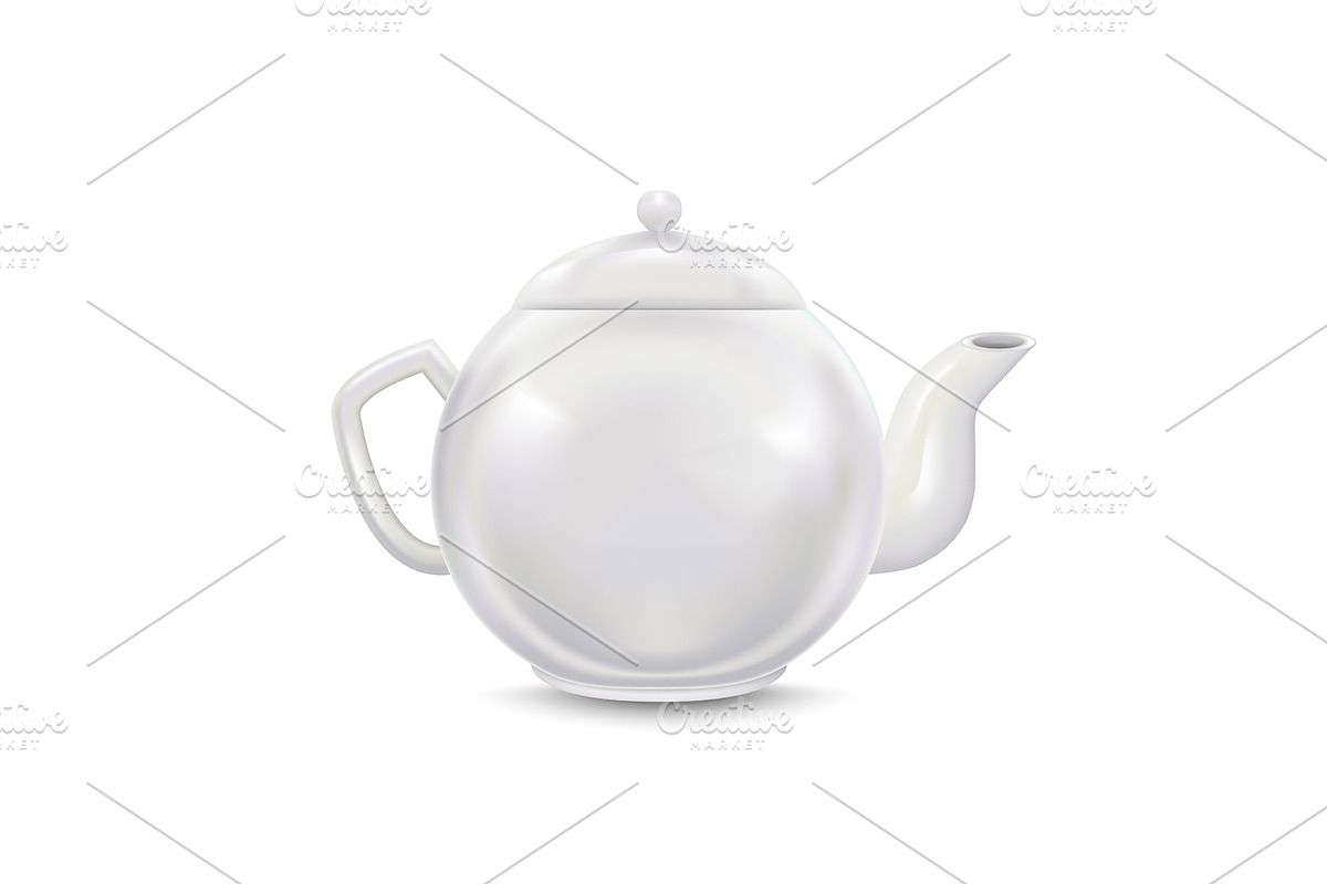 White Ceramic Teapot Mock Up in Objects - product preview 8