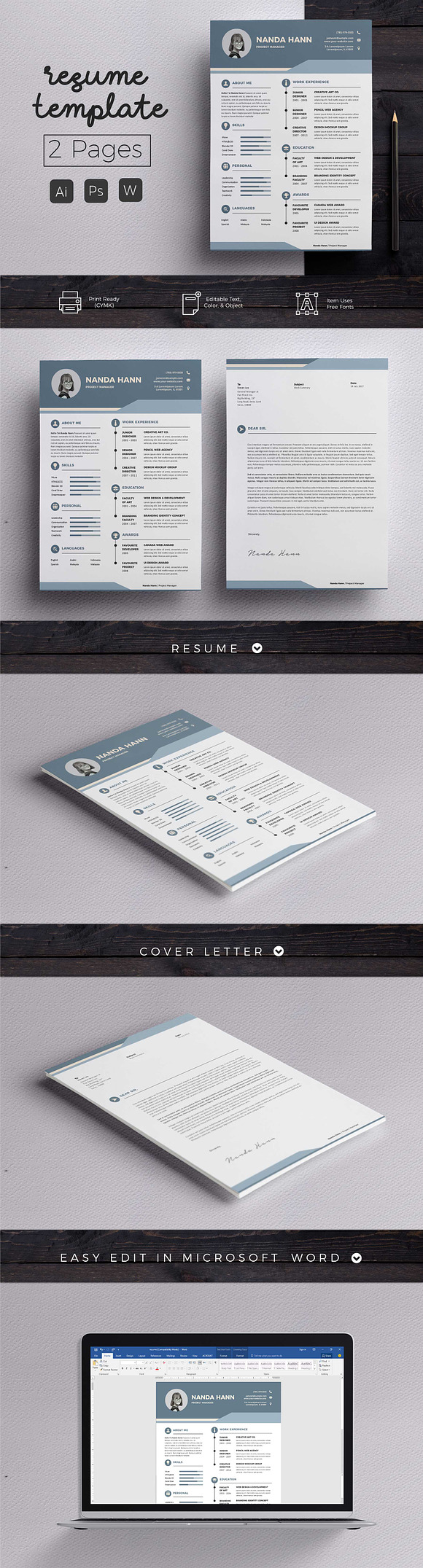 Resume & Cover Letter Template in Letter Templates - product preview 5
