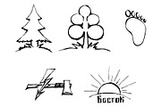 set of simple drawings in a vector