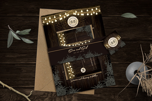 Rustic Wedding Invitation Set in Card Templates - product preview 1
