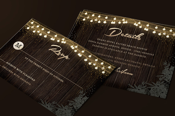 Rustic Wedding Invitation Set in Card Templates - product preview 3