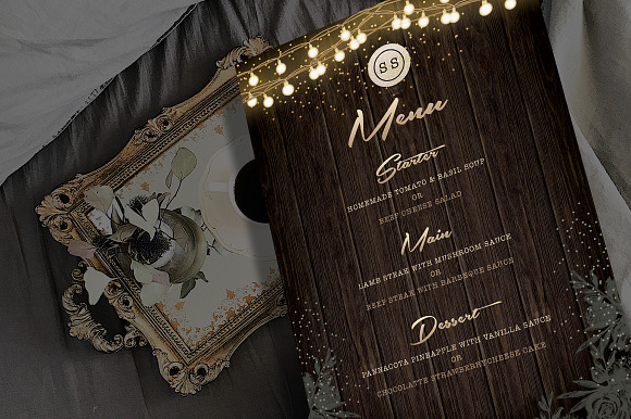 Rustic Wedding Invitation Set in Card Templates - product preview 4