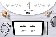 Tank icon set, simple style