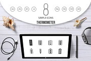 Thermometer icon set, simple style