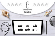 Thumb up icon set, simple style
