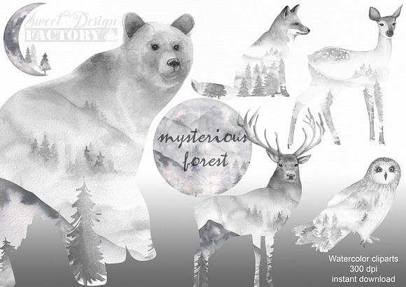 forest animals cliparts in Illustrations - product preview 6
