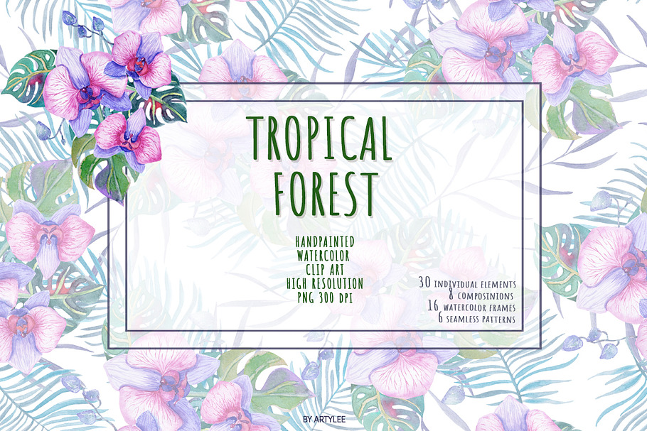 Tropical Forest Watercolor Set