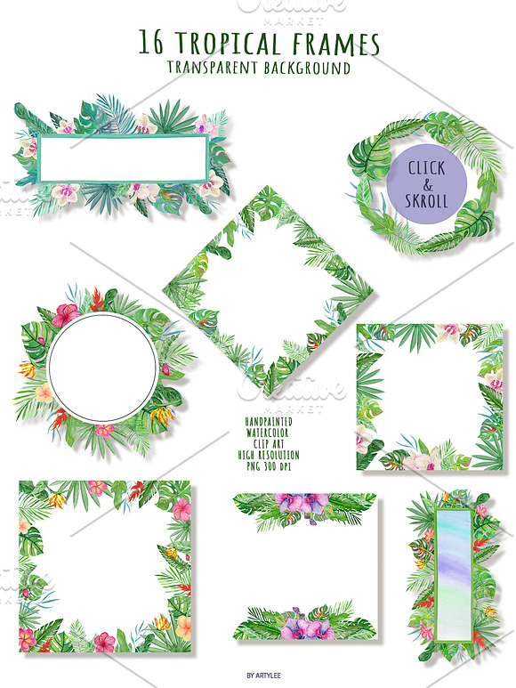 Tropical Forest Watercolor Set in Illustrations - product preview 4