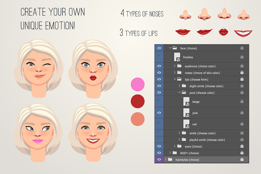 Character portrait creator (PSD) in Illustrations - product preview 8