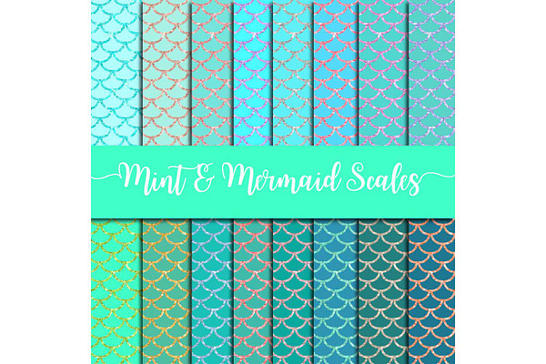 Mint & Mermaid Scales Digital Paper