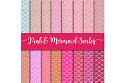 Pink & Mermaid Scales Digital Paper