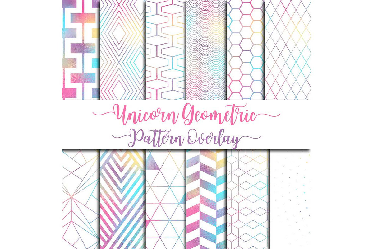 Unicorn Geometric Pattern Overlay  in Illustrations - product preview 8